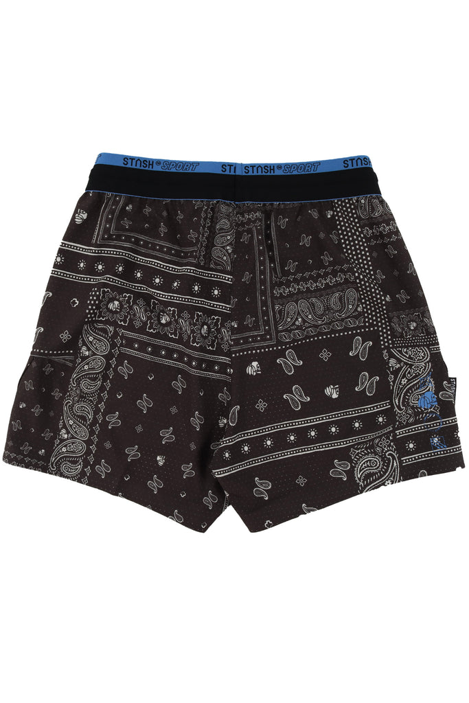 "ACTIVE" BLACK BANDANA SPORTS SHORTS