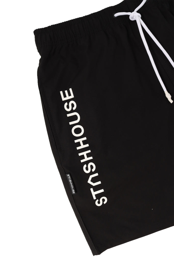 "BOXED" BLACK LIFESTYLE SHORTS