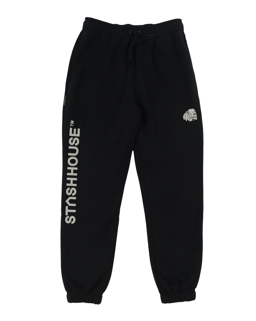 "ESSENTIAL" BLACK CLASSIC FIT TRACK PANTS