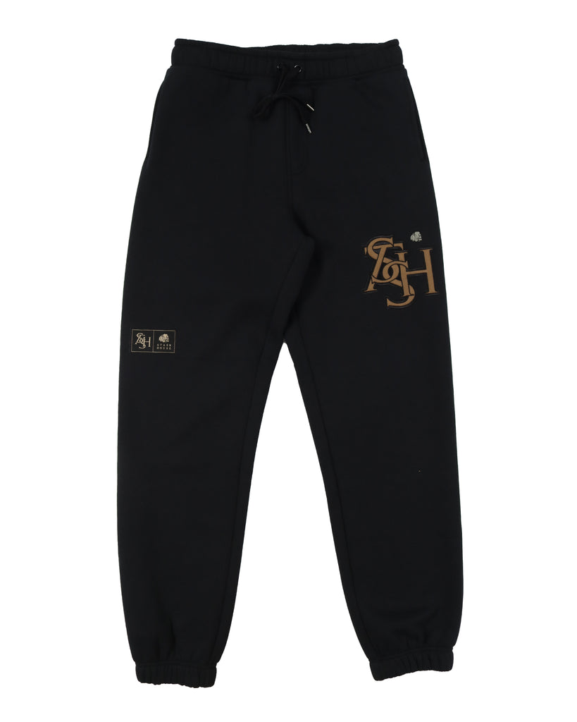 "MONOGRAM" BLACK CLASSIC FIT TRACK PANTS