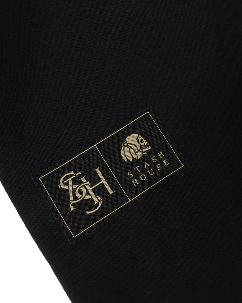 "MONOGRAM" BLACK CLASSIC FIT TRACK PANTS