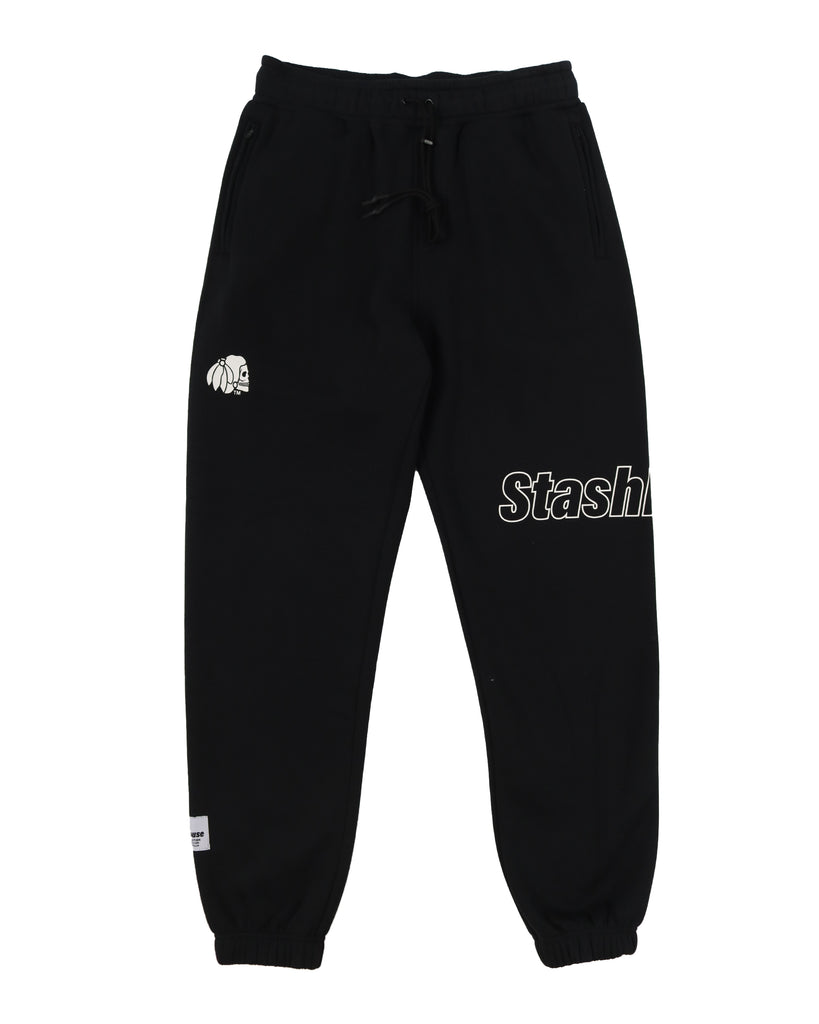 "SIDELINE" BLACK CLASSIC FIT TRACK PANTS