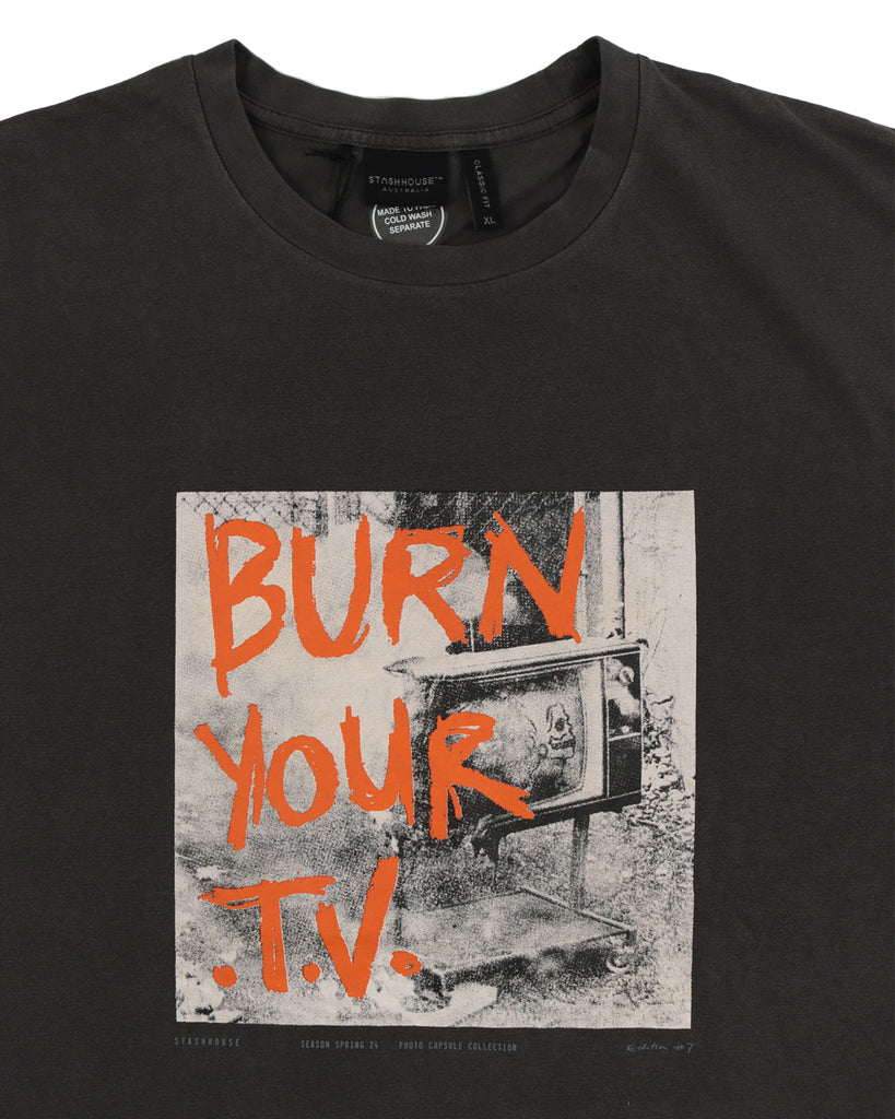 "BURN" MID WASH BLACK CLASSIC FIT TEE (SPRING 24)