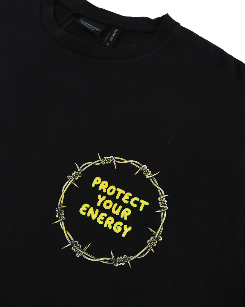 "ENERGY" WASHED BLACK CLASSIC FIT TEE (SPRING 24)