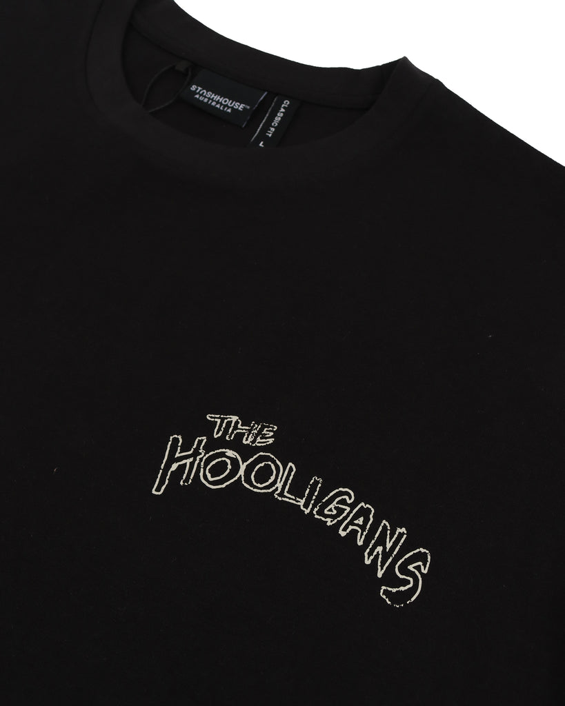 "HOOLIGANS" BLACK CLASSIC FIT TEE (SPRING 24)