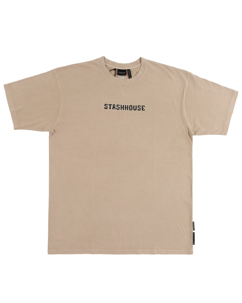 "TEMPORARY" WASHED TAUPE CLASSIC FIT TEE (SPRING 24)