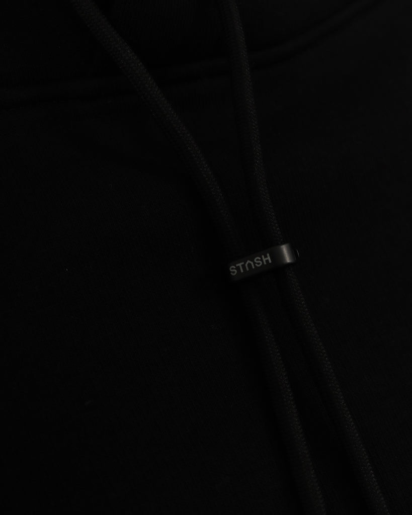 "SIDELINE" BLACK PULLOVER HOOD