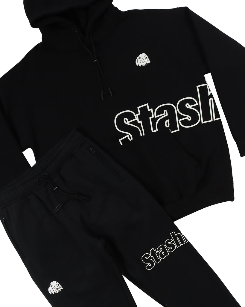 "SIDELINE" BLACK PULLOVER HOOD