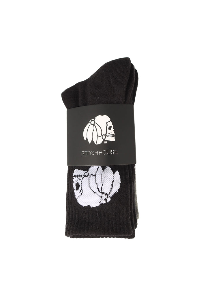 ICON BLACK WHITE GREY CREW SOCK MIXED 4 PACK