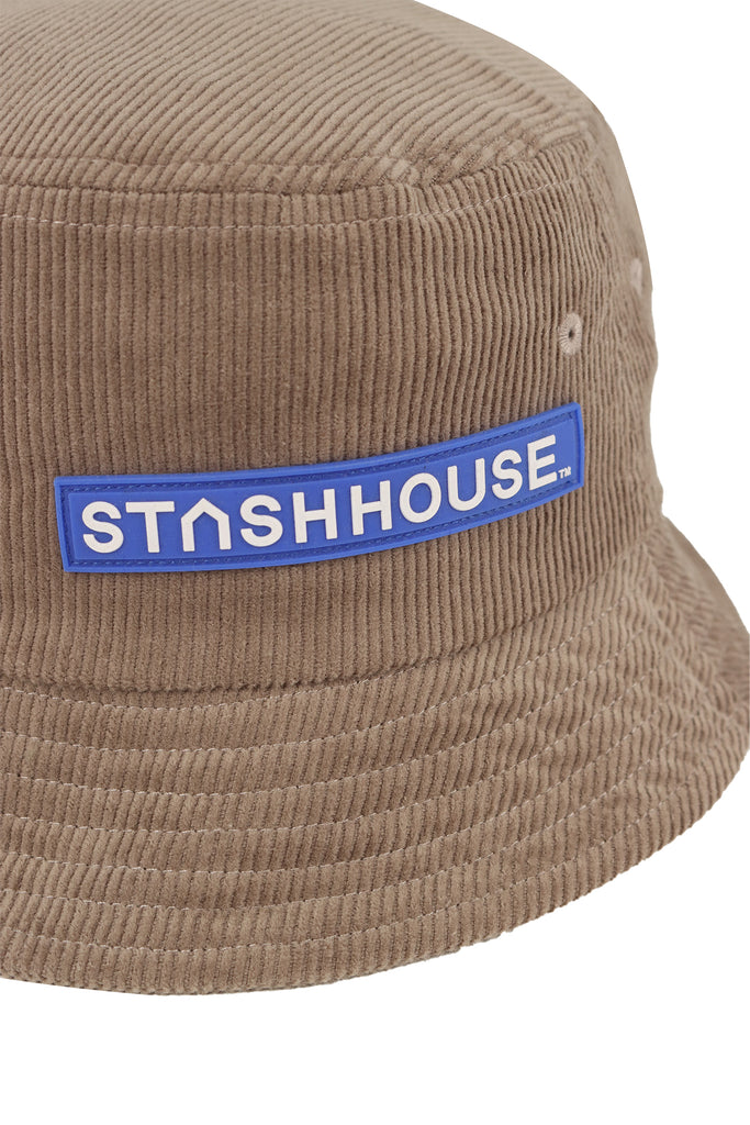 "BAR" TAUPE CORD BUCKET HAT