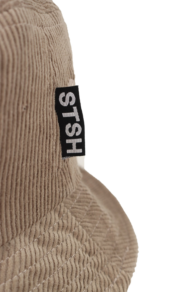 "BAR" TAUPE CORD BUCKET HAT