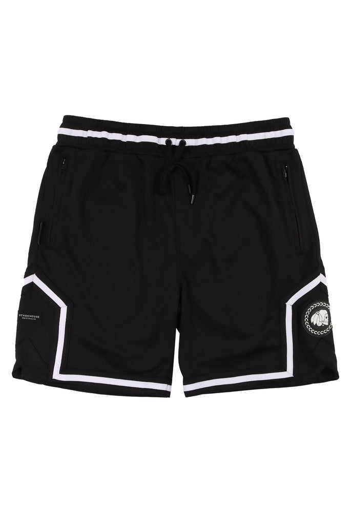 "ICON" BLACK MESH TRACK SHORTS