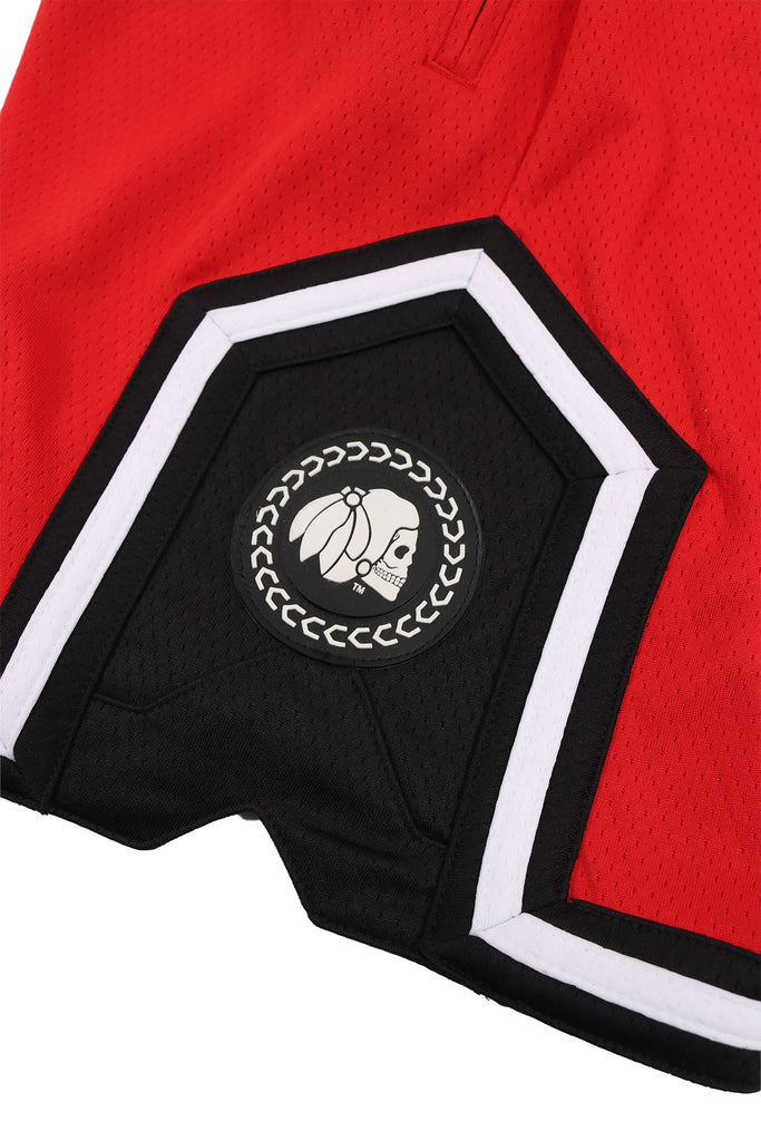 "ICON" RED MESH TRACK SHORTS