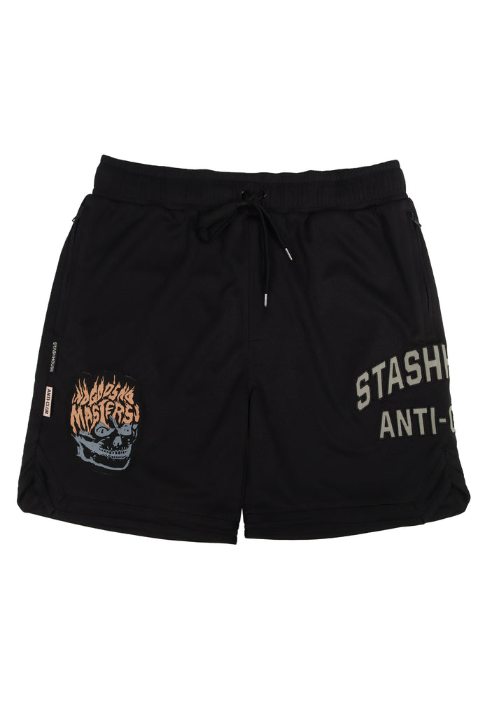 "ANTI CLUB" BLACK MESH TRACK SHORTS