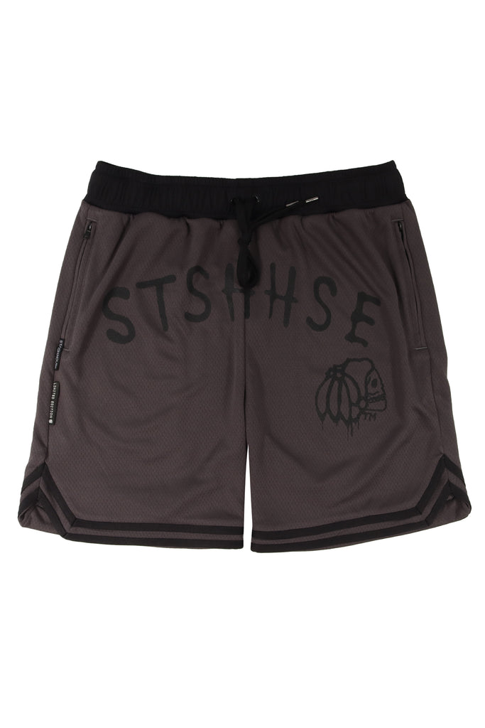 "VANDAL" CHARCOAL MESH TRACK SHORTS