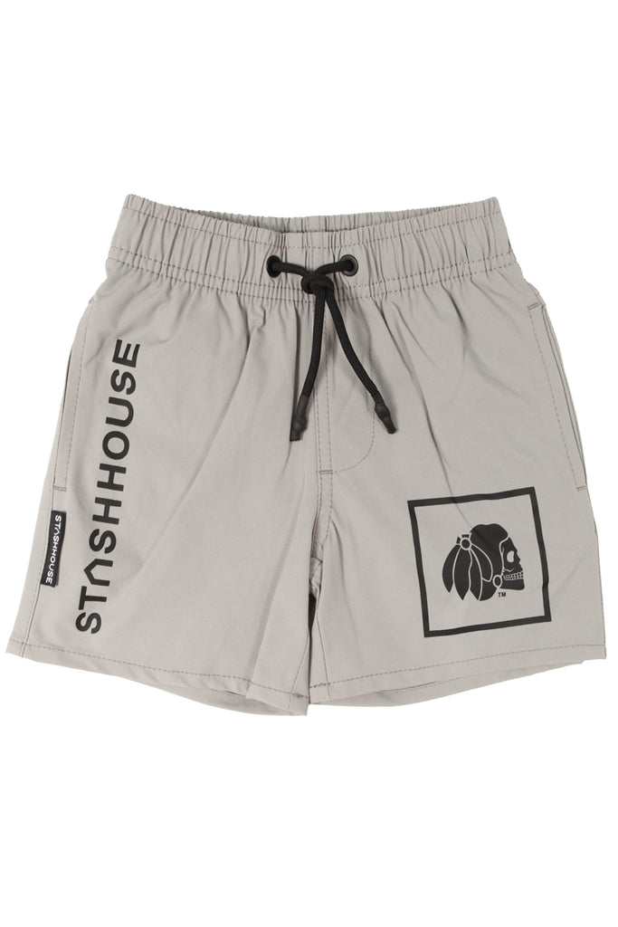 "BOXED" SILVER TODDLER BEACH SHORTS