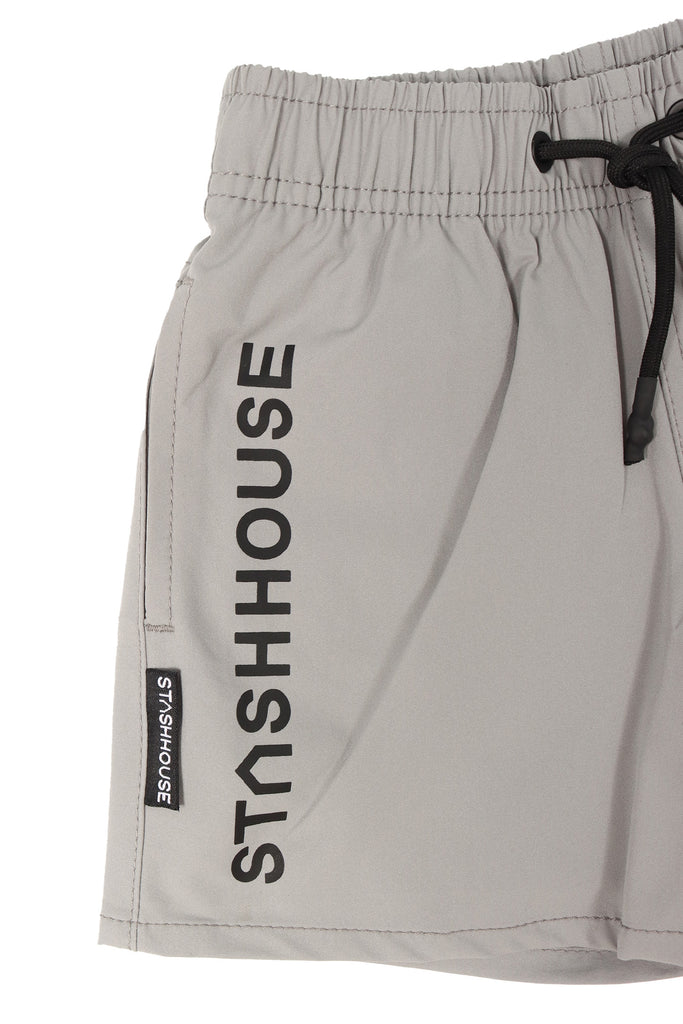 "BOXED" SILVER TODDLER BEACH SHORTS