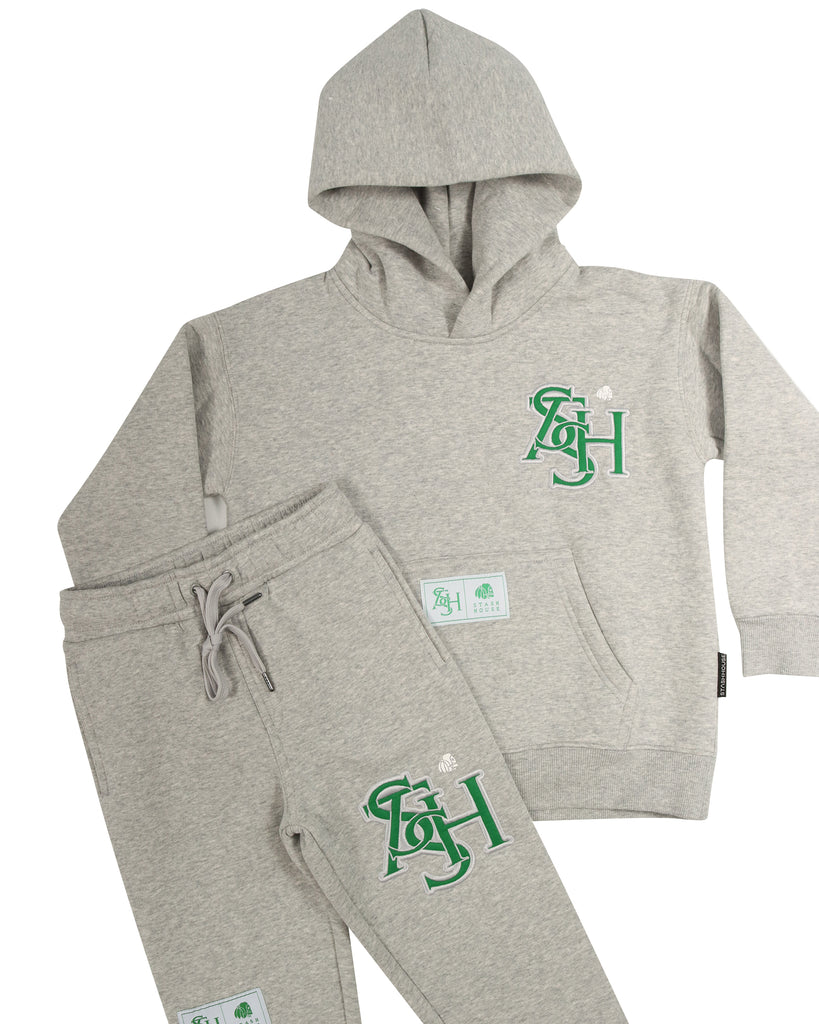 "MONOGRAM" GREY MARLE TODDLER PULL OVER HOOD