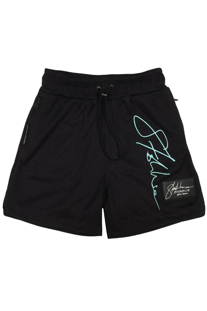 "AUTOGRAPH" BLACK MESH YOUTH TRACK SHORTS