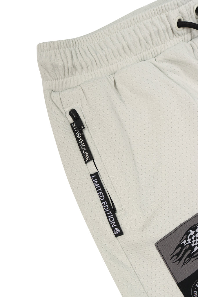 "FLAG" SILVER MESH YOUTH TRACK SHORTS