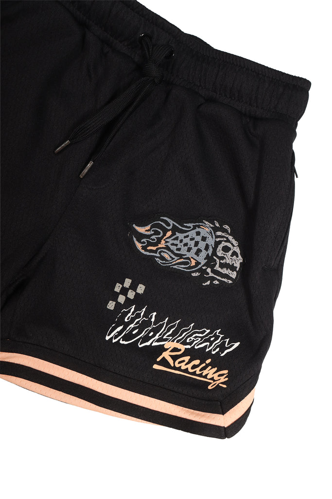 "HIGH SPEED" BLACK MESH YOUTH TRACK SHORTS