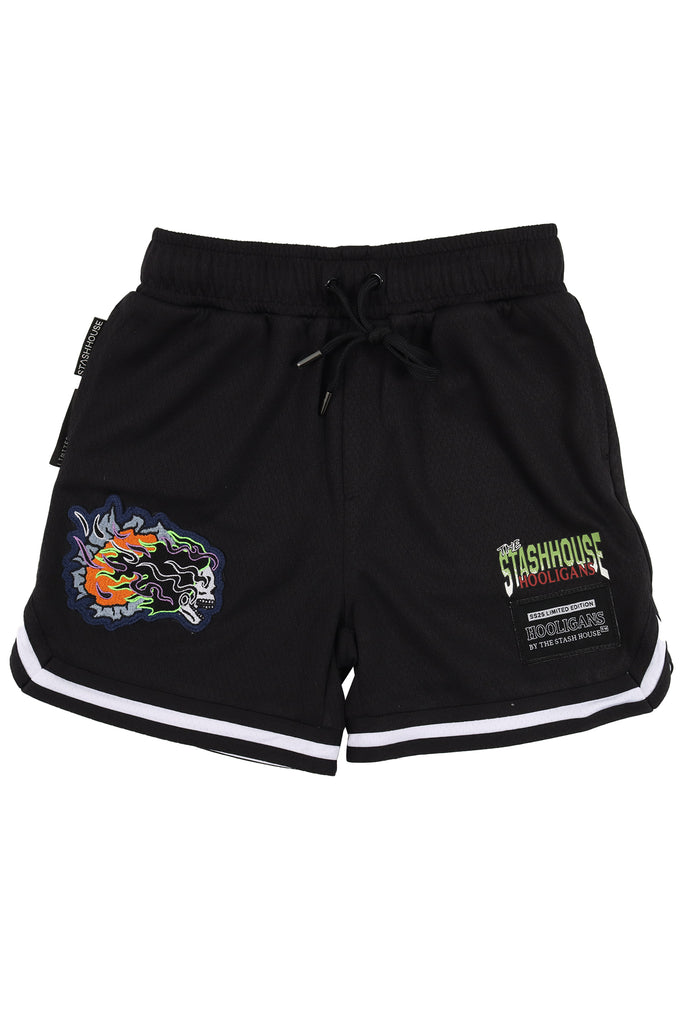 "TEAM" BLACK MESH TODDLER TRACK SHORTS