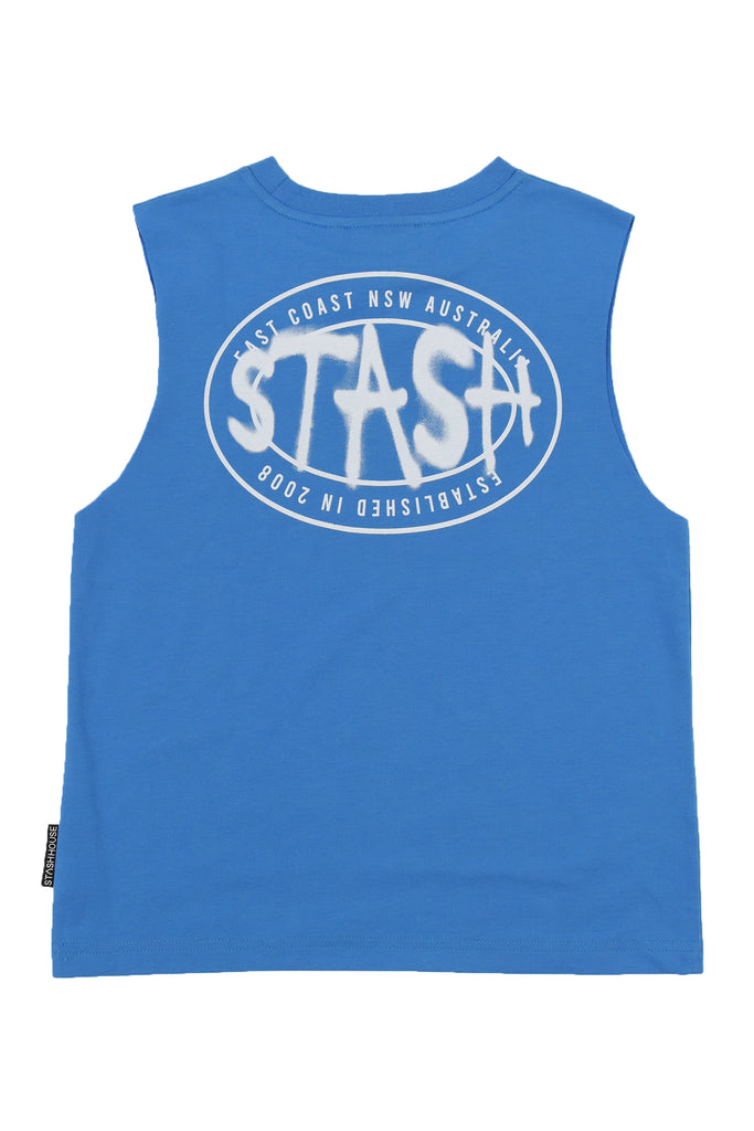 "EAST COAST" COBALT TODDLER MUSCLE TEE