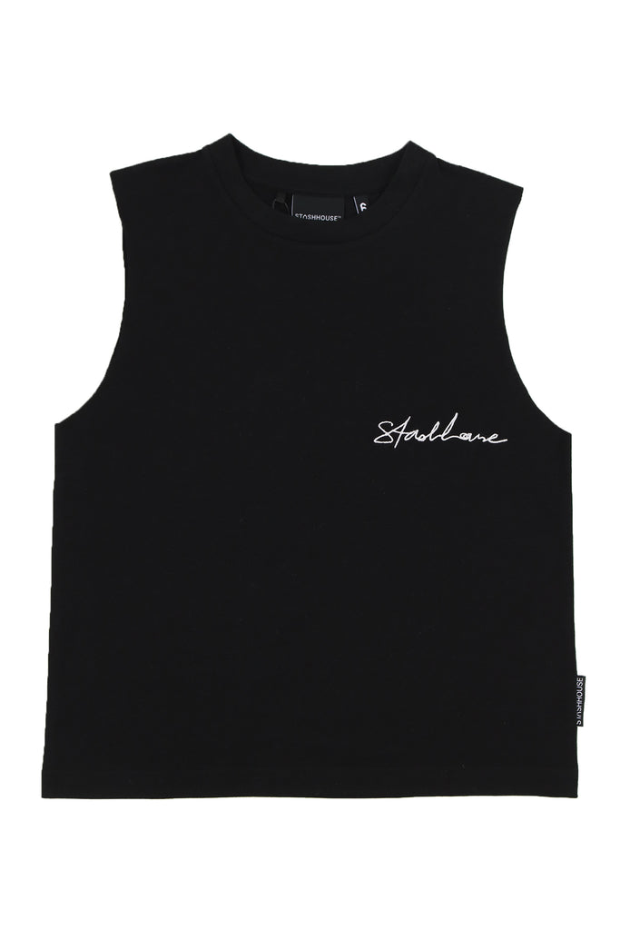 "SIGNATURE" BLACK TODDLER MUSCLE TEE