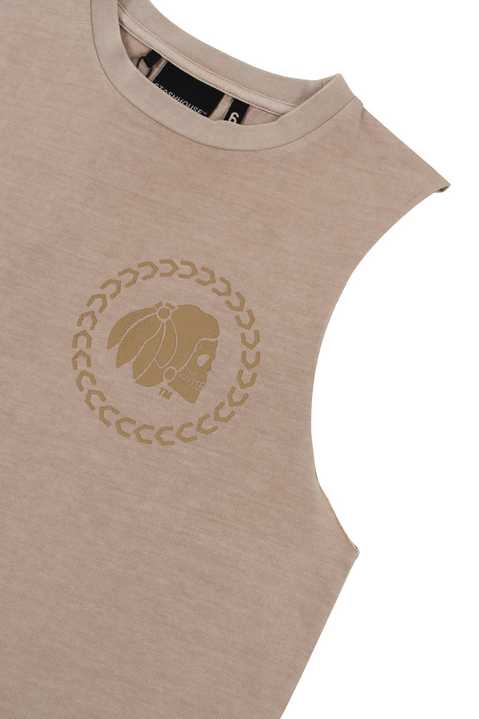 "VERSA" WASHED TAUPE TODDLER MUSCLE TEE