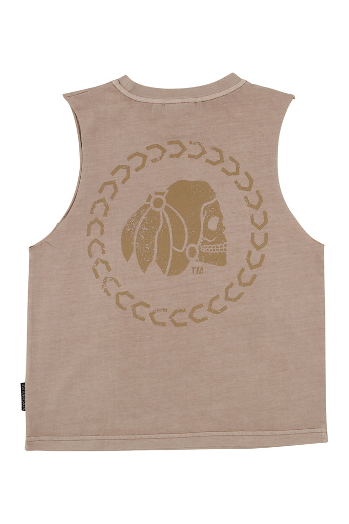 "VERSA" WASHED TAUPE TODDLER MUSCLE TEE