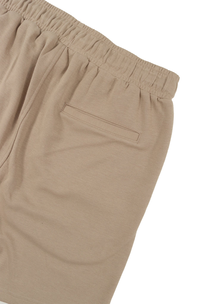 "VARSITY" TAUPE TRACK SHORTS