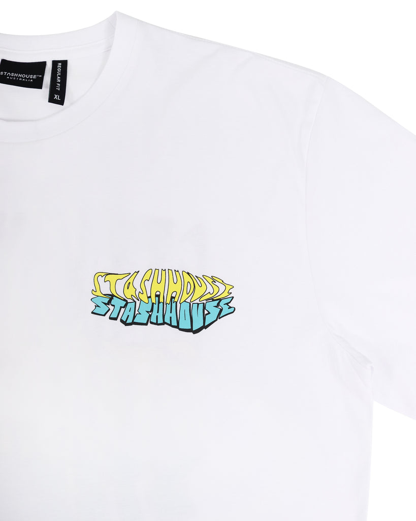 "WARPED" WHITE REGULAR TEE