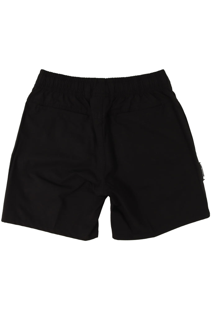 "BOXED" BLACK YOUTH BEACH SHORTS