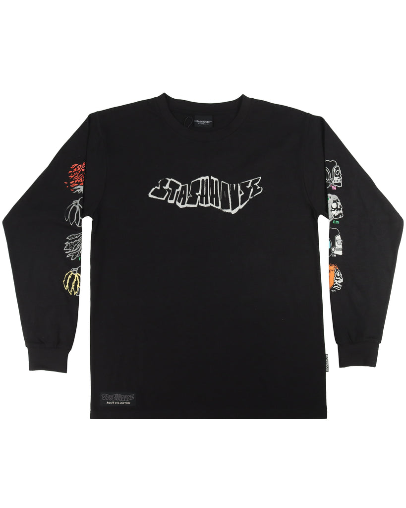 “SCRIBBLE” BLACK YOUTH LONG SLEEVE TEE