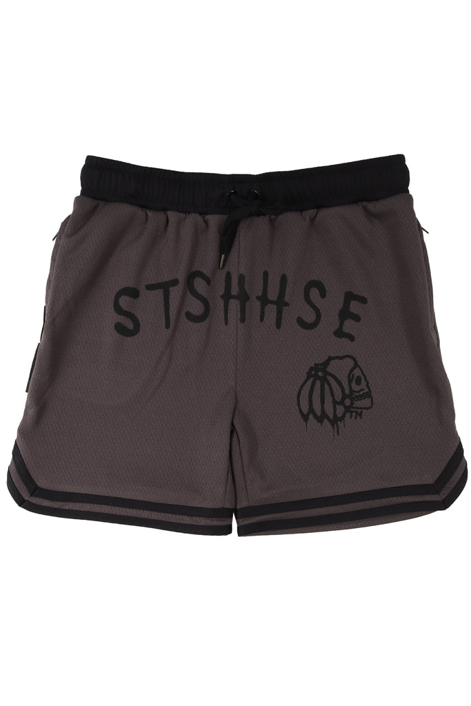 "VANDAL" CHARCOAL YOUTH MESH TRACK SHORTS