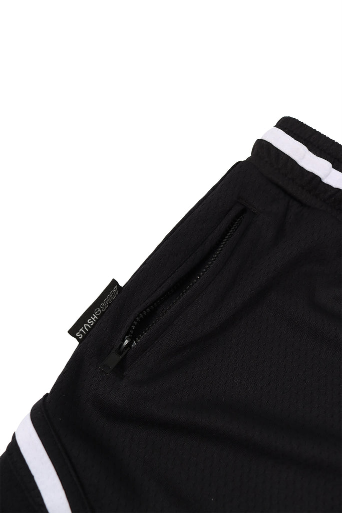 "ICON" BLACK YOUTH MESH TRACK SHORTS