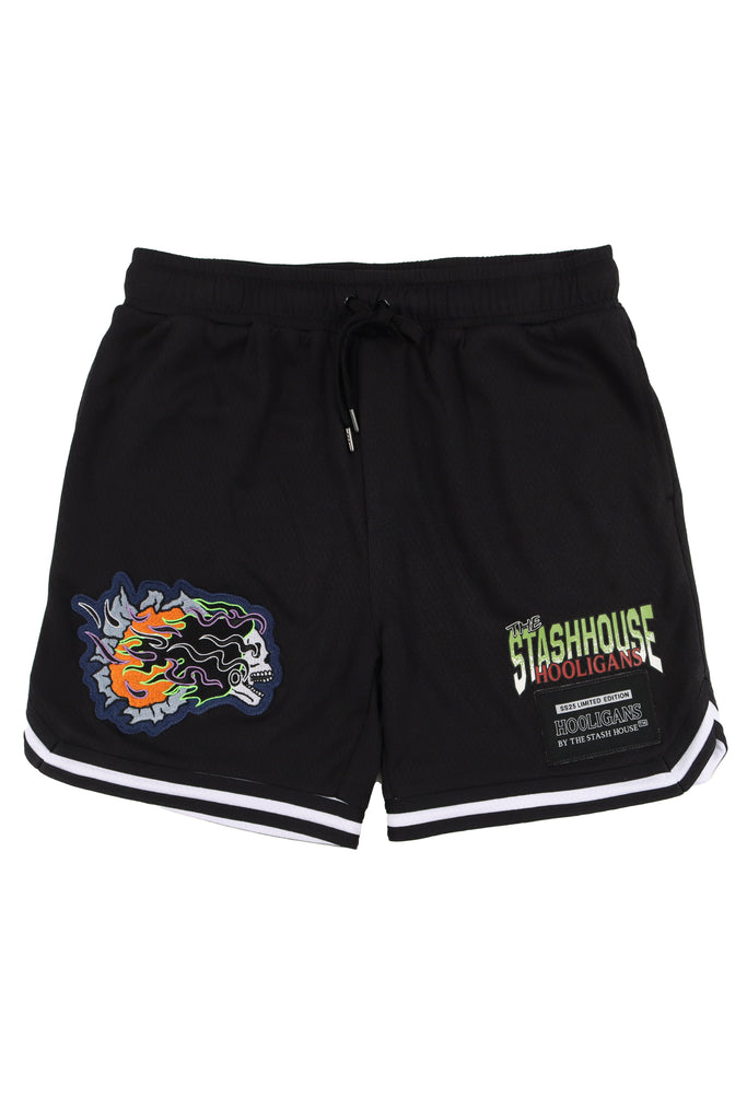 "TEAM" BLACK YOUTH MESH TRACK SHORTS